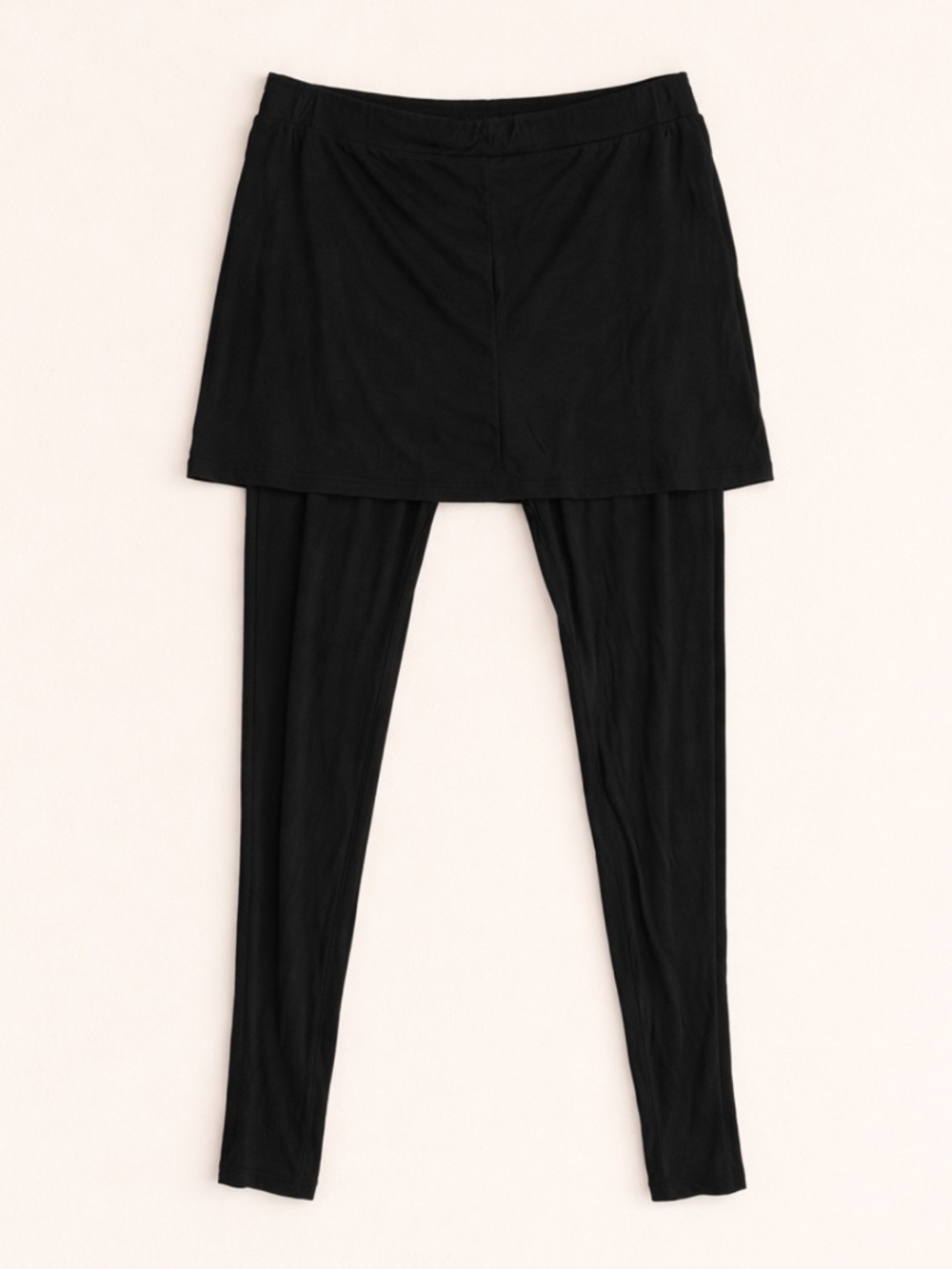 Eileen Fisher Skirted Leggings Women Black Viscose Stretch Pull-On Minimalist